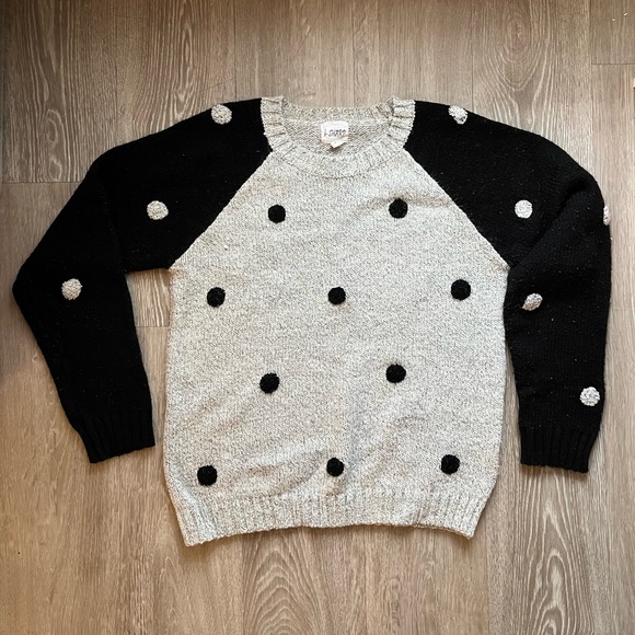 B-Sharp Polka Dot Knit Sweater Size L Whimsigoth Quirky Preppy Bauble Neutral - Picture 4 of 12